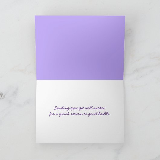 Get Well bald Iris Bouquet auf Gingham Karte (Innenseite)