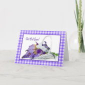 Get Well bald Iris Bouquet auf Gingham Karte (Vorderseite)