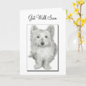 'Get Well bald' niedliche Hundkarte Karte (Gelbe Blume)