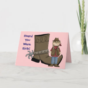 Get Well Boot & Cowgirl Card - Western Karte