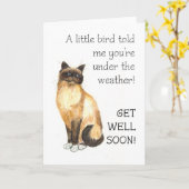 Get Well Card - Birman Cat Karte (Gelbe Blume)