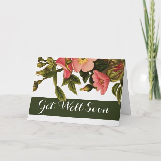 Get Well Card Custom Template Flower Rose Karte (Vorderseite)