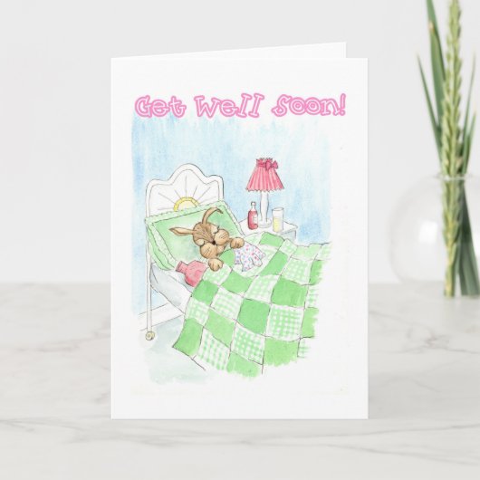 Get Well Card - Sick Bunny Rabbit Karte (Vorderseite)