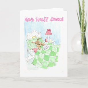 Get Well Card - Sick Bunny Rabbit Karte