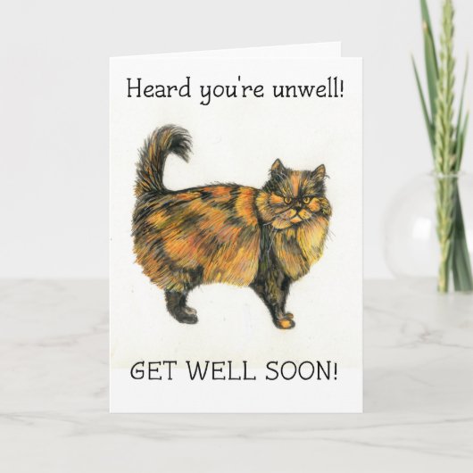Get Well Card - Tortoiseshell Cat Karte (Vorderseite)