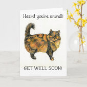 Get Well Card - Tortoiseshell Cat Karte (Gelbe Blume)