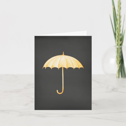 Get Well Card with a Yellow Umbrella on Black Karte (Vorderseite)