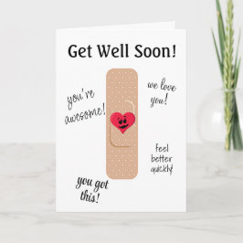 Get Well Card with Cute Bandaid Karte