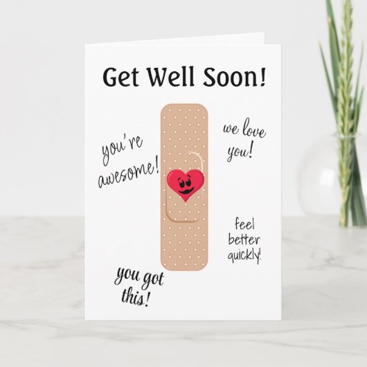 Get Well Card with Cute Bandaid Karte (Vorderseite)