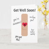 Get Well Card with Cute Bandaid Karte (Gelbe Blume)