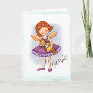 Get well Card with Fairy and Bear Feiertagskarte