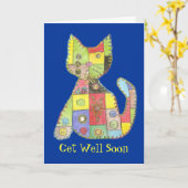 Get Well Card with patchwork cat Karte (Gelbe Blume)