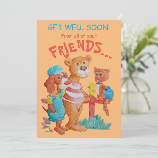 Get Well Greetings Card. Dankeskarte (Stehend Vorderseite)