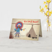 Get Well - Kids - Native Indian Fun Card Karte (Gelbe Blume)