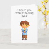 Get Well Little Boy Holding Bouquet Karte (Gelbe Blume)