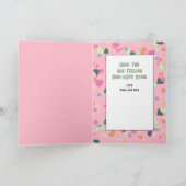 Get Well Little Girl PInk Dinosaur Cartoon Cute  Karte (Innenseite)