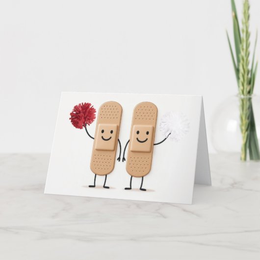 Get Well Soon Bandages With Cheerleading Pompoms Karte (Vorderseite)