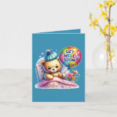 Get well soon bear add message  karte (Gelbe Blume)