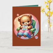 Get well soon bear add message  karte (Gelbe Blume)