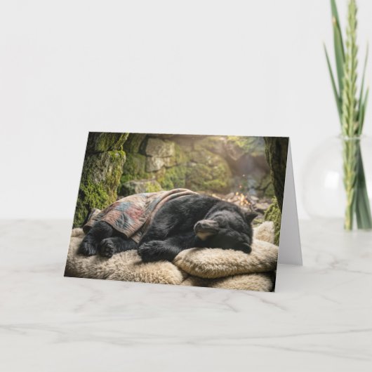 Get Well Soon Black Bear Sleeping Under a Quilt Karte (Vorderseite)