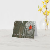 "GET WELL SOON"/BRIGHT RED CARDINAL ON TREE BRANCH KARTE (Gelbe Blume)