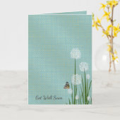 Get Well Soon butterfly on puff flower Karte (Gelbe Blume)