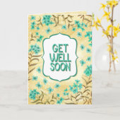 Get Well Soon Floral Yellow Teal Card Karte (Gelbe Blume)