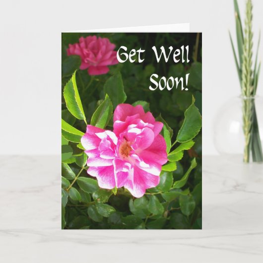Get Well Soon Greeting Card - Pink Roses Karte (Vorderseite)