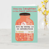 Get Well Soon Laughter vs Antibiotics CUSTOM Karte (Gelbe Blume)