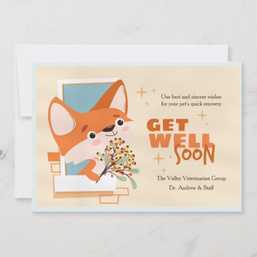 Get Well Soon Little Fox Card Einladung (Vorderseite)