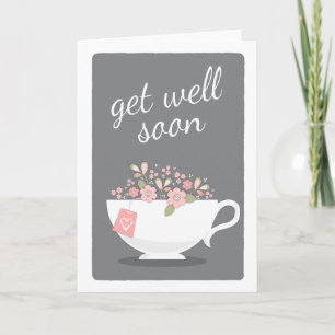 Get Well Soon Lovely Floral Teacup Card Karte