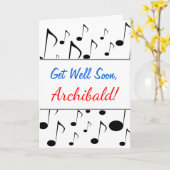 "Get Well Soon" + Many Musical Notes Pattern Karte (Gelbe Blume)