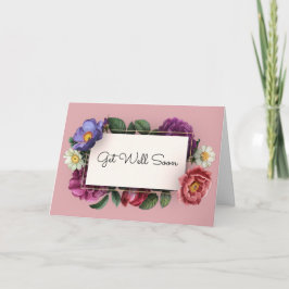 Get Well Soon Pastel Flower Frame Vintage Karte