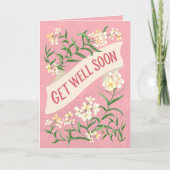 Get Well Soon Pink Soft Pastel Floral Banner Karte (Vorderseite)