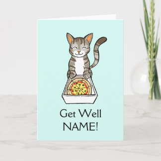 Get Well Soon Pizza Cat Card Personalised Template Karte