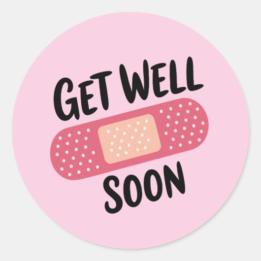 Get Well Soon Runder Aufkleber (Vorderseite)