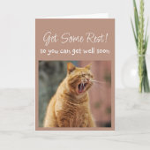 Get Well Soon Sleepy Yawning Cat Animal Fun Karte (Vorderseite)
