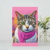 Get Well Soon – Spring Flu Recovery | Cozy Cat Briefpapier (Stehend Vorderseite)