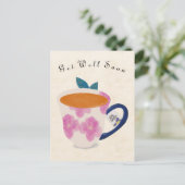 Get Well Soon Teacup Postkarte (Stehend Vorderseite)