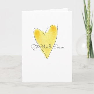 Get Well Soon Yellow Watercolor Heart Love Karte