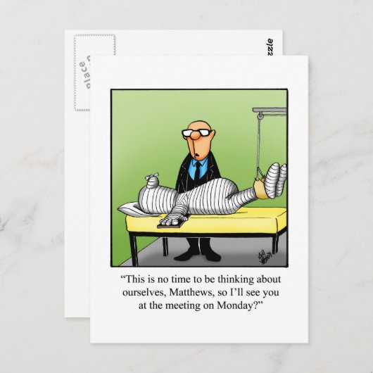 Get Well Spaß Postcard "Monday Meeting" Postkarte (Vorne/Hinten)