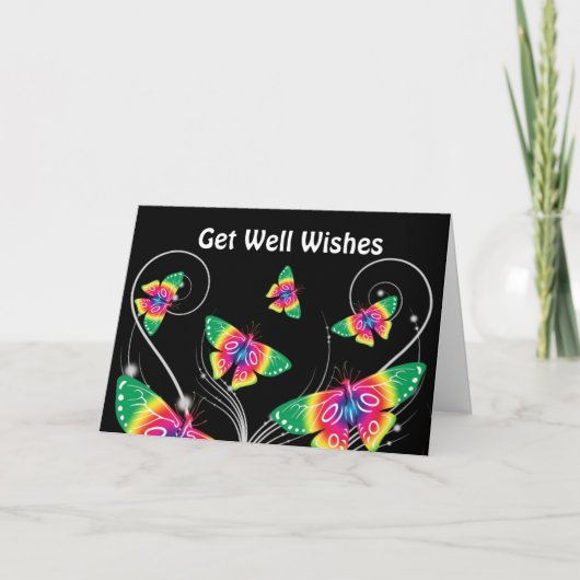 Get Well Wishes Butterflies Card Karte (Vorderseite)