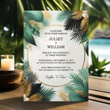 Get Wreath Palm Tree Beach Green And Gold Wedding