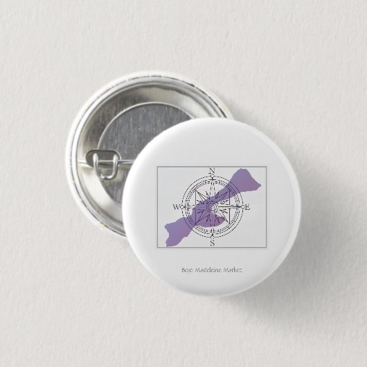 Get Your Bearings Island Compass Small Button Pin (Vorne & Hinten)