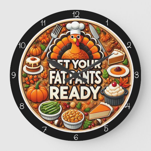 Get Your Fat Pants Ready Große Wanduhr (Vorderseite)