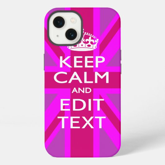 Get Your Keep Calm Text on Fuchsia Union Jack iPhone Hülle (Rückseite)