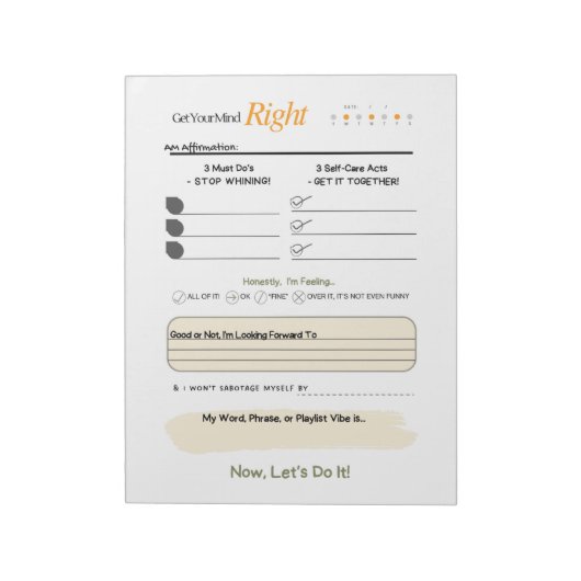Get Your Mind RIGHT – 5-Minute Journal Notepad Notizblock (Rotiert)