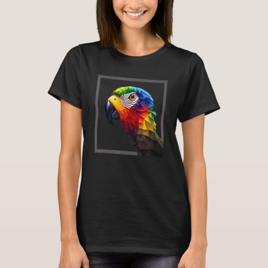 GET YOUR WILD ON Stylisch Polygon Parrot Head T-Shirt (Vorderseite)