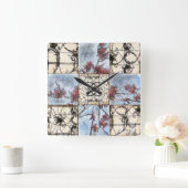 Getäfelte abstrakte Scrollwork Malerei Quadratische Wanduhr (Zuhause)