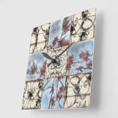 Getäfelte abstrakte Scrollwork Malerei Quadratische Wanduhr (Winkel)